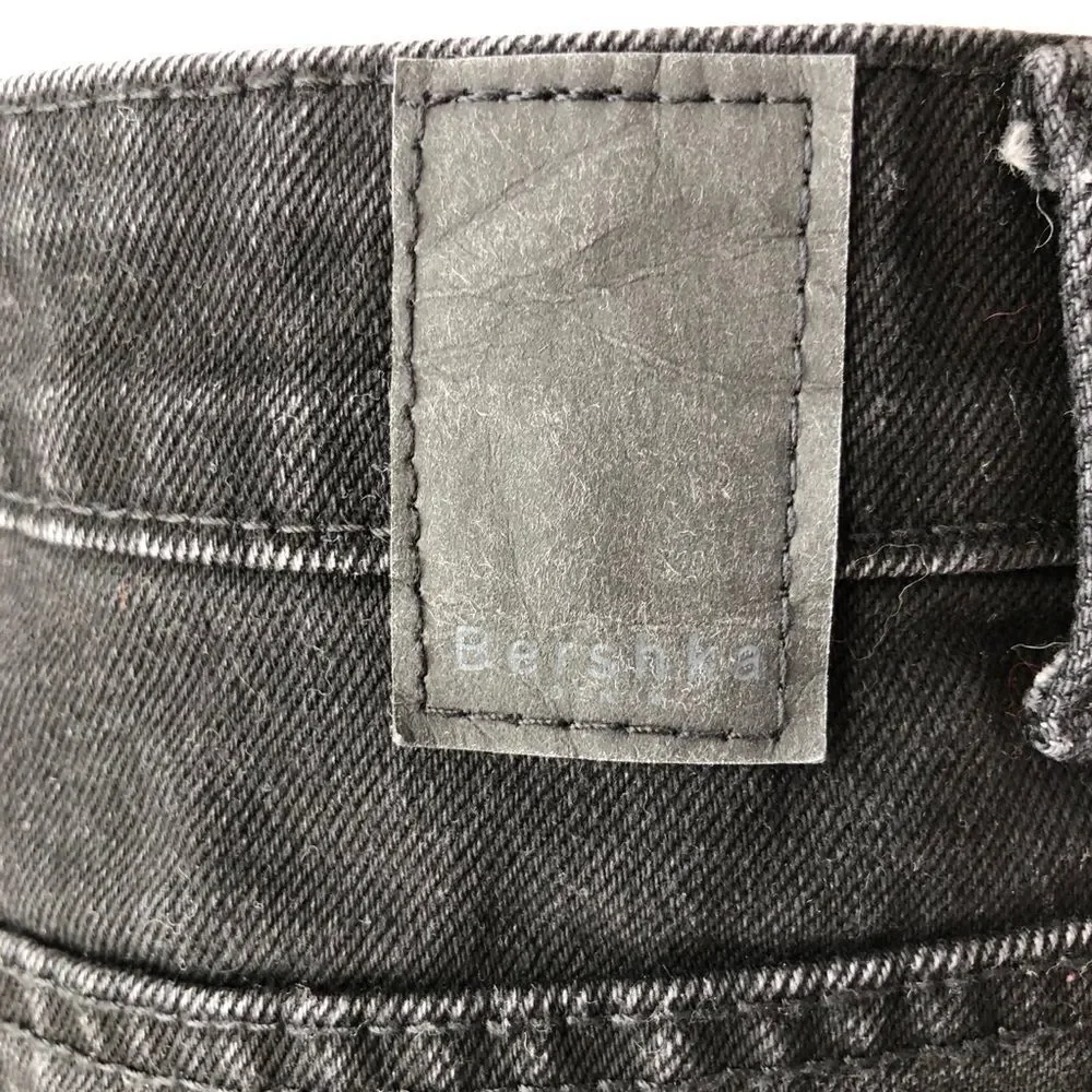 Bershka Denim Black Asymmetrical Y2K Jean Skirt Button Fly 4